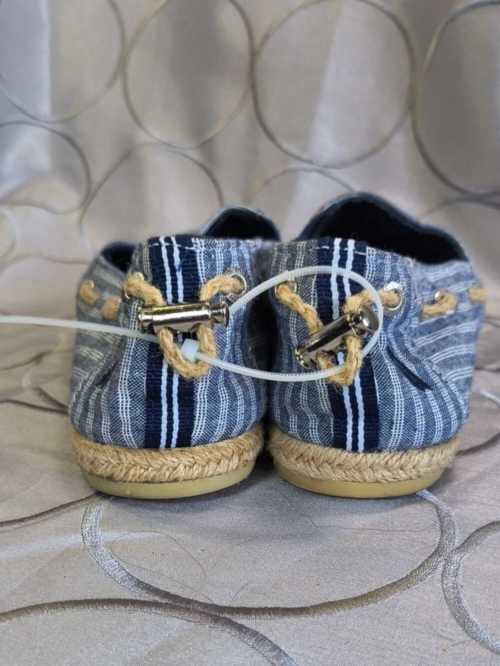 Nautica Blue and White Striped Slip-On Espadrille AB